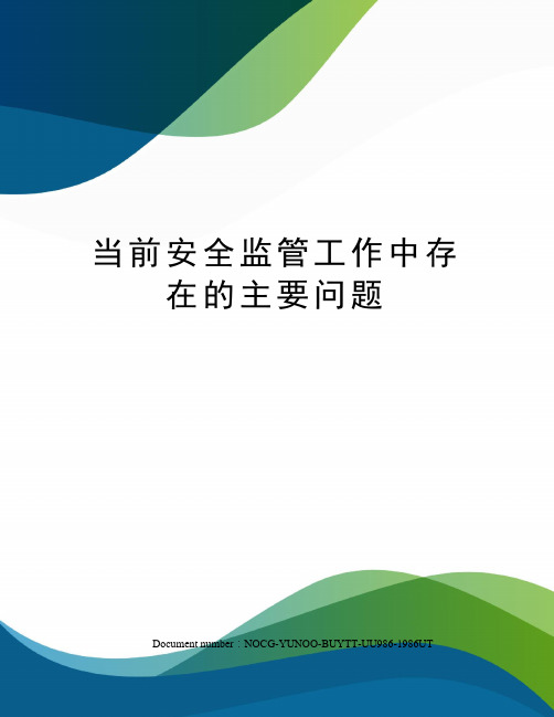 当前安全监管工作中存在的主要问题