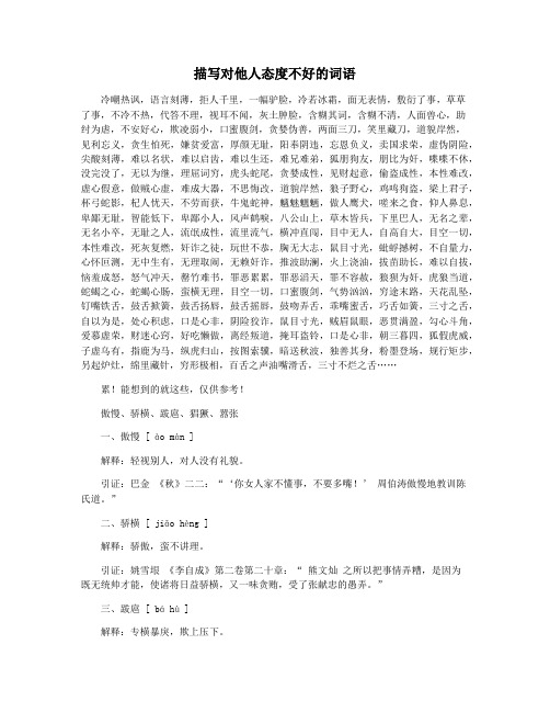 描写对他人态度不好的词语