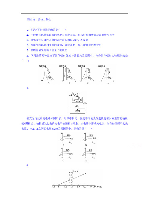 2018届高考物理第一轮总复习全程训练 课练39 波粒二象