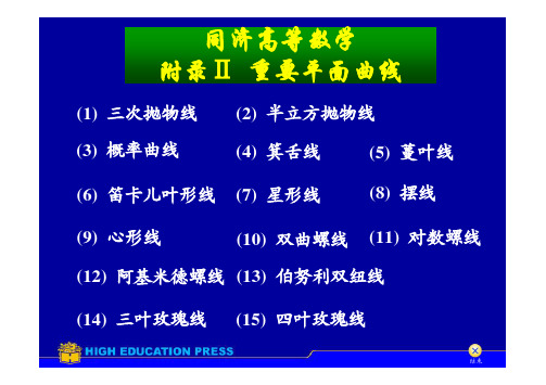 同济高等数学附表各种曲线详解包括弧长所围面积渐近线曲率半径