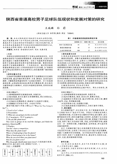 陕西省普通高校男子足球队伍现状和发展对策的研究