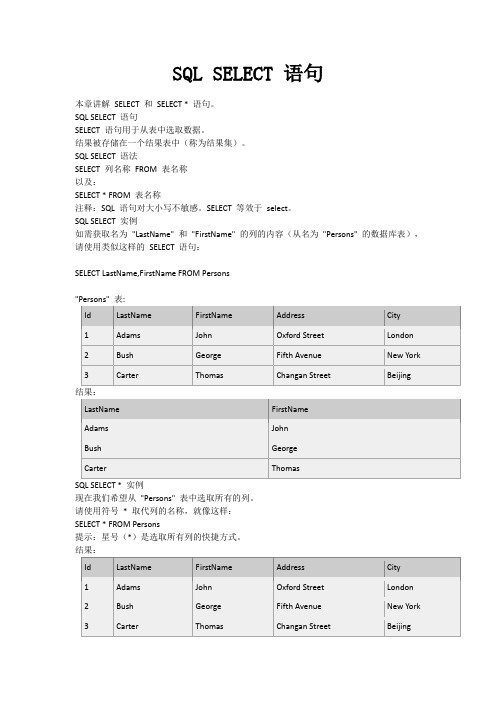 SQL SELECT 语句
