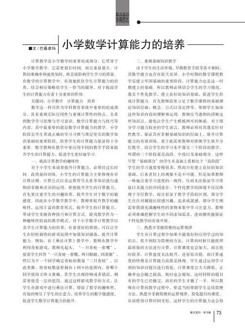 小学数学计算能力的培养