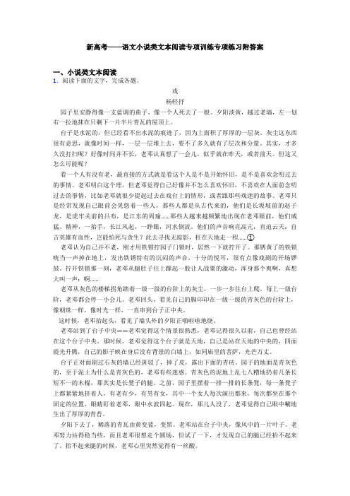 新高考——语文小说类文本阅读专项训练专项练习附答案
