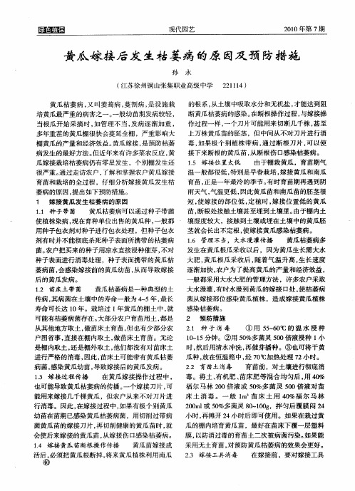 黄瓜嫁接后发生枯萎病的原因及预防措施