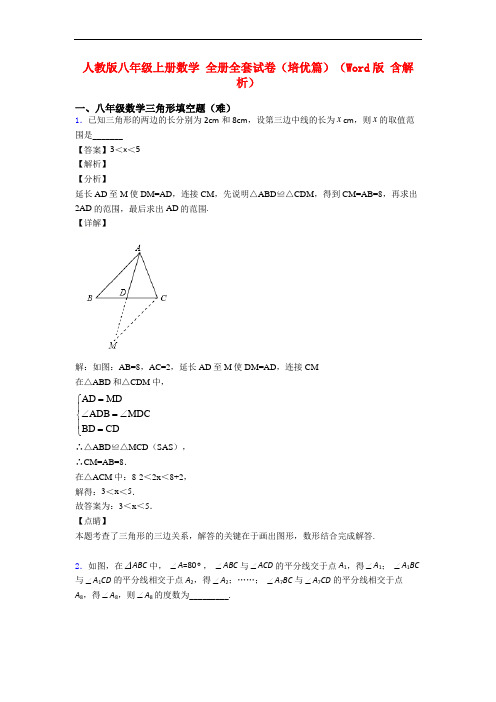 人教版八年级上册数学 全册全套试卷(培优篇)(Word版 含解析)