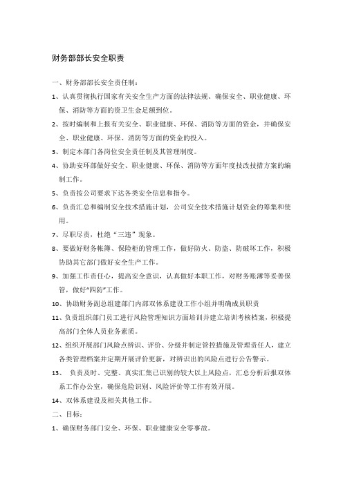 财务部部长安全职责