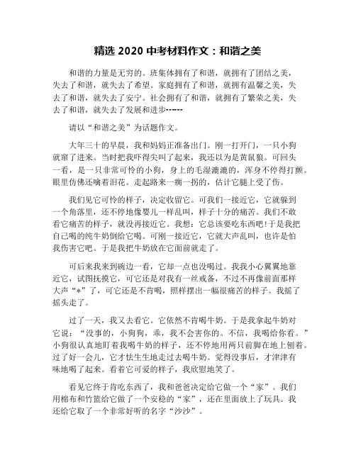 精选2020中考材料作文：和谐之美