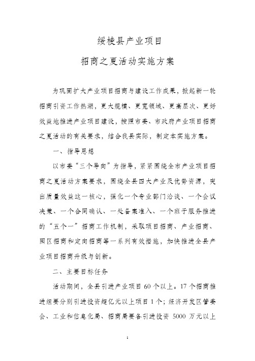 绥棱县招商之夏活动方案定稿课稿