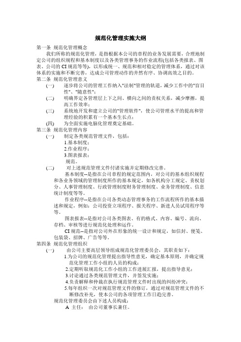 规范化管理实施大纲精编优选