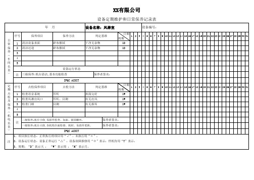 风淋室保养记录表