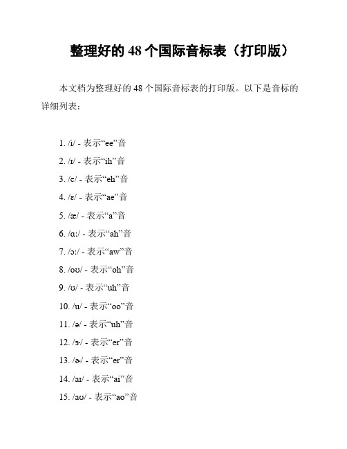 整理好的48个国际音标表(打印版)