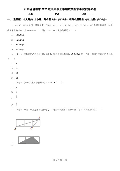 山东省聊城市2020版九年级上学期数学期末考试试卷C卷