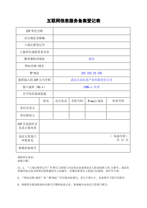 ICP备案登记材料