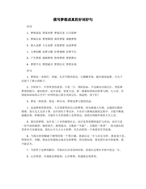 描写梦想成真的好词好句