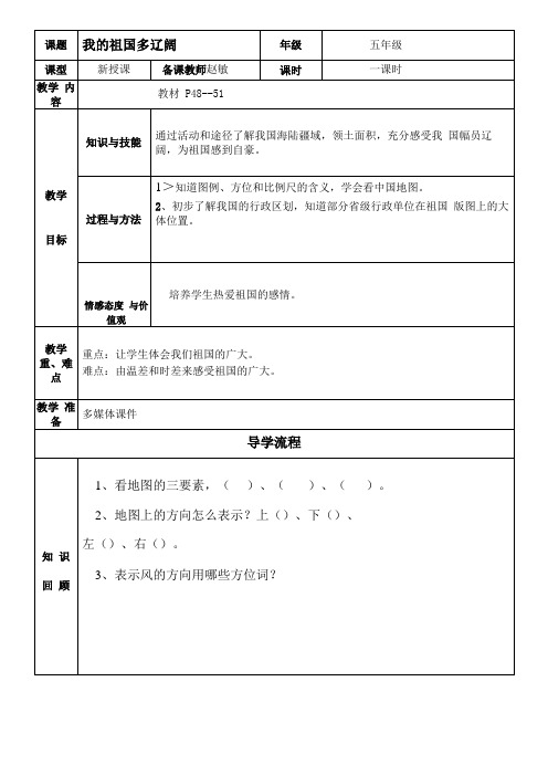 表格式导学案模板