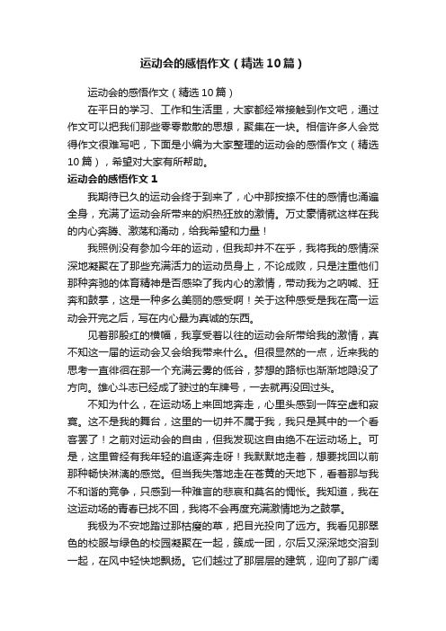 运动会的感悟作文（精选10篇）