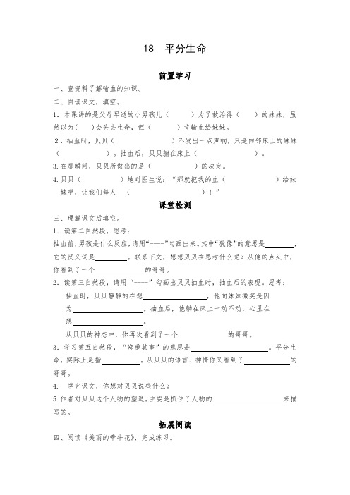 18  平分生命评测练习