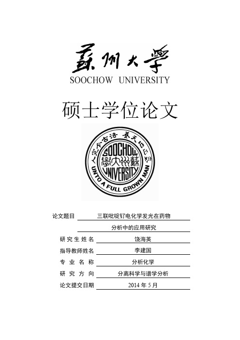 2014年 苏州大学 三联吡啶钌电化学发光在药物分析中的应用研究