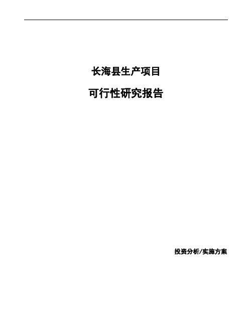 长海县项目可行性研究报告编写