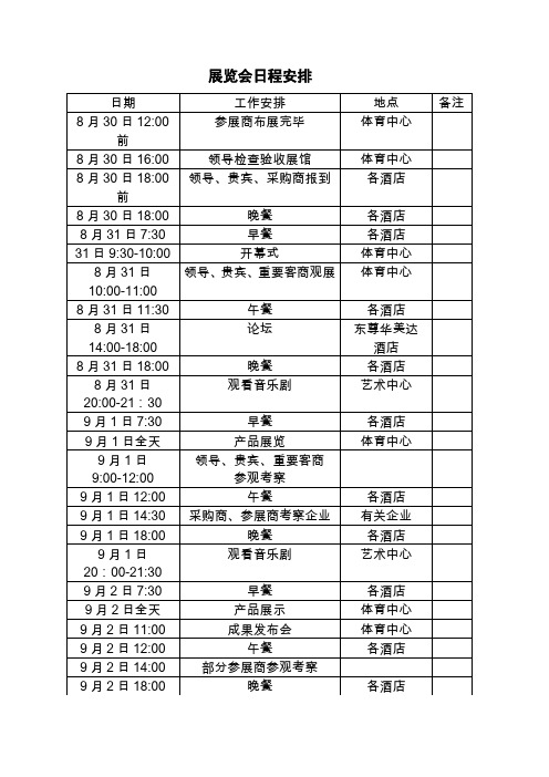 (完整word版)展览会日程安排(word文档良心出品)