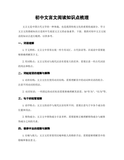 初中文言文阅读知识点梳理