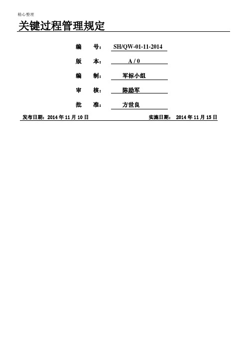 (11)--关键过程管理规定