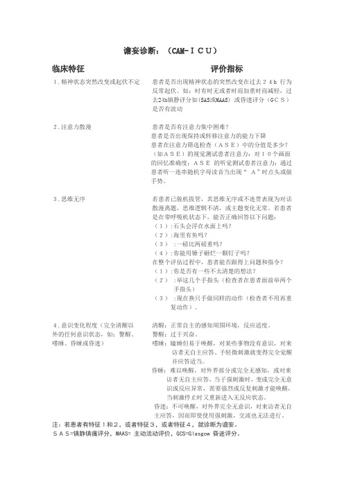 谵妄诊断CAM-ICU