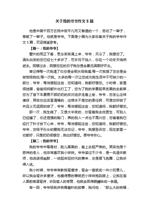 关于我的爷爷作文5篇