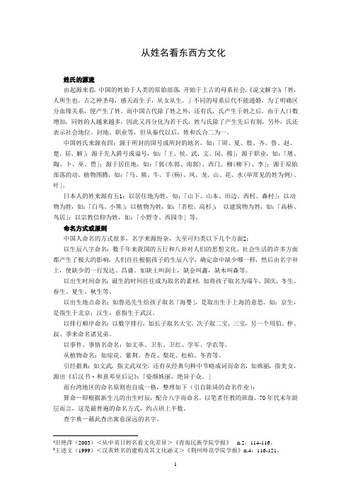从姓名看东西方文化