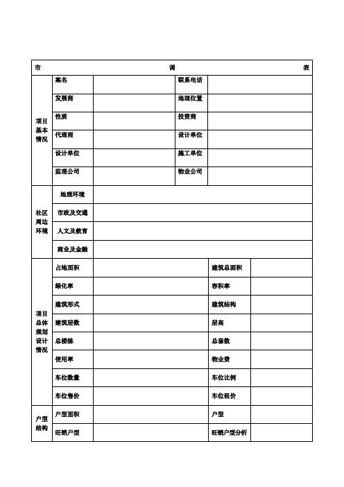 房地产市调表格(合集)
