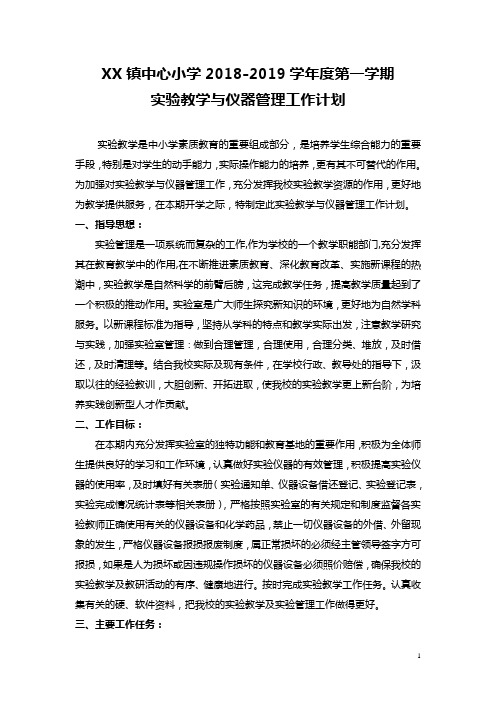 XX小学第一学期实验室管理计划