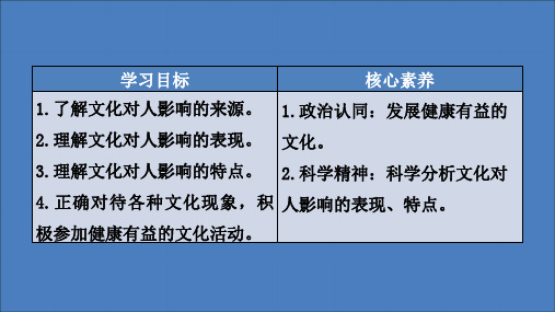 2020高中政治第一单元文化与生活第二课课时一感受文化影响课件新人教版必修3