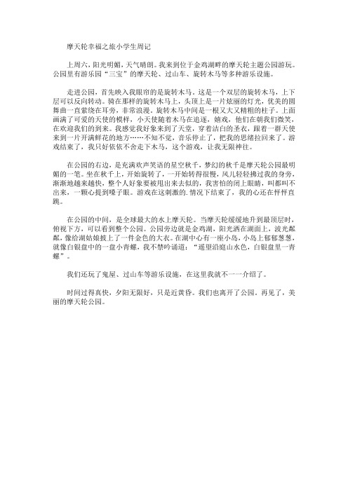最新摩天轮幸福之旅小学生周记