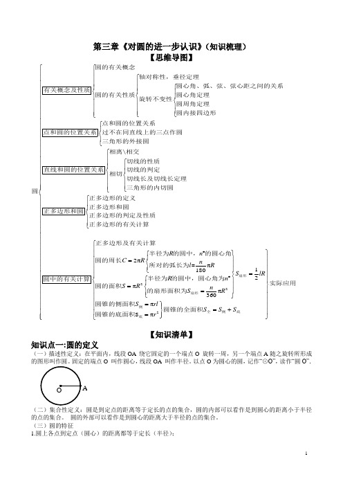 第三章 对圆的进一步认识【知识梳理】