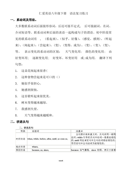 仁爱英语八年级下册-语法复习练习#精选.