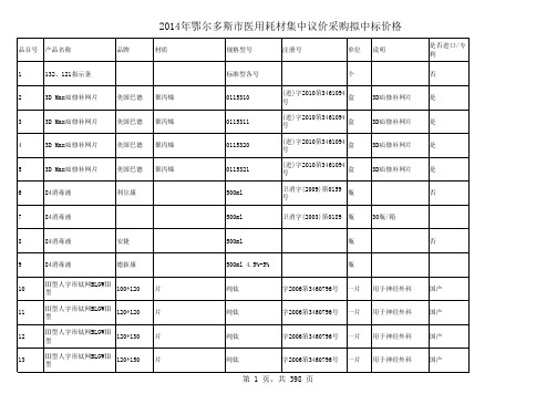 鄂尔多斯医用耗材中标公示