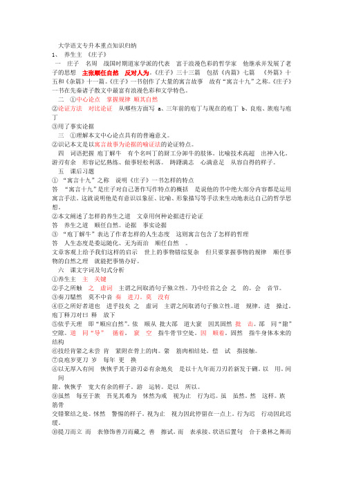 大学语文专升本重点知识归纳