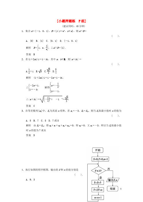 (三轮考前体系通关)2014年高考数学二轮复习简易通 3-6 小题押题练 理 新人教A版