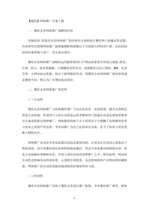 最新精品网络推广方案4篇