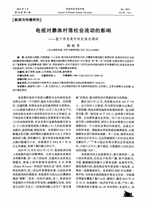 电视对彝族村落社会流动的影响--基于布里莫村的民族志调研