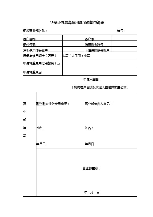 2-2、信用额度申请调整表