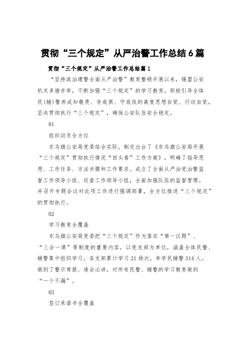 贯彻“三个规定”从严治警工作总结6篇