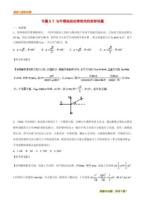 2020-2021【名校提分专用】年高考物理一轮复习 专题3.7 与牛顿运动定律相关的实际问题千题精练