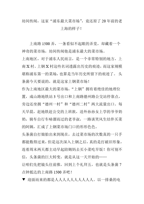 坊间传闻,这家“浦东最大菜市场”,竟还原了20年前的老上海的样子!