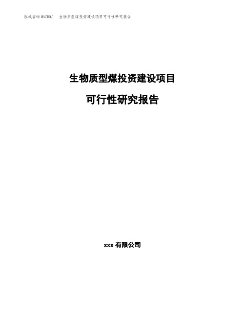 生物质型煤投资建设项目可行性研究报告