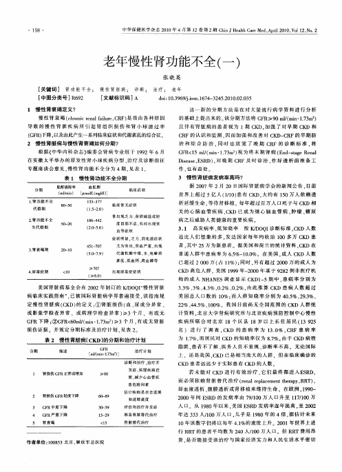 老年慢性肾功能不全(一)