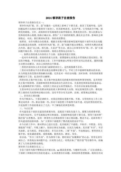 2014领导班子自查报告剖析