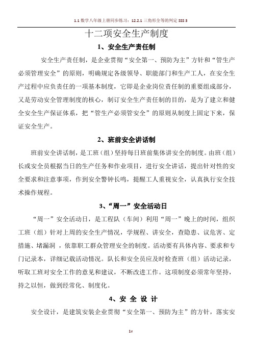 十二项安全生产制度