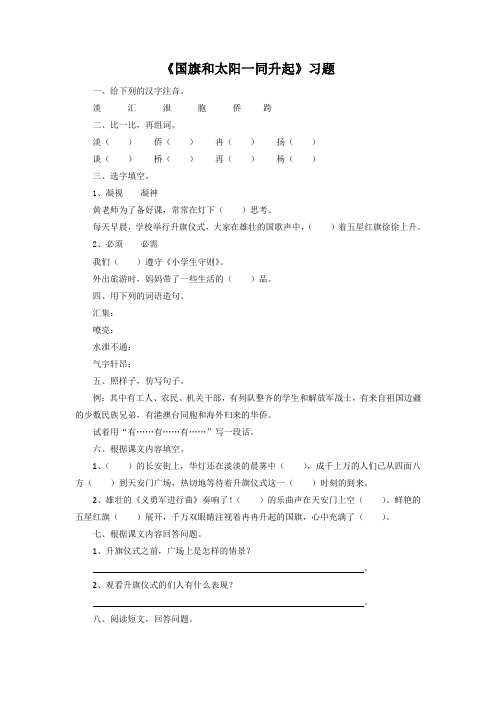 《国旗和太阳一同升起》习题